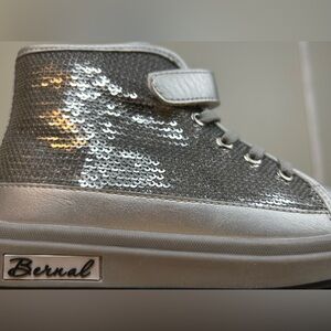 Bernal Hi Top Sneakers Kids Size 12 Silver Sequin High Top Shoes NWT